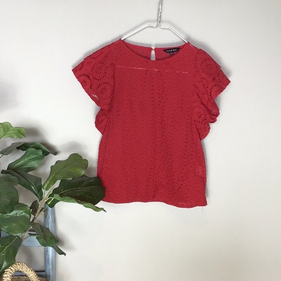 strut & bolt Tops - Strut & Bolt > Red Crochet Top Small